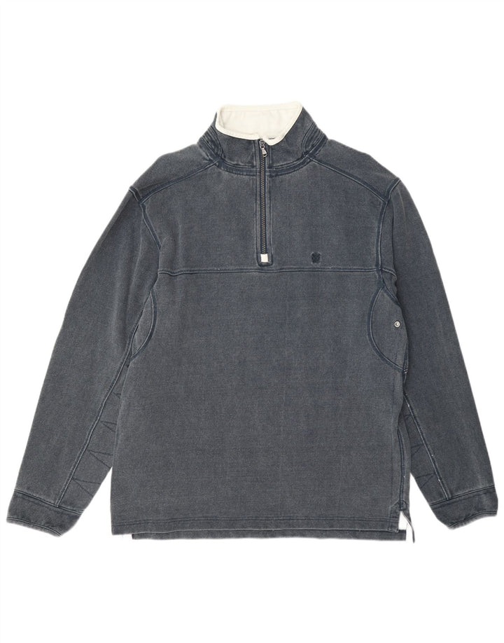 Crew Clothing Muška majica s izrezom s patentnim zatvaračem Srednje sivi pamuk