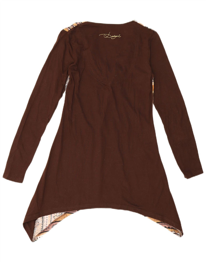 DESIGUAL Ženska grafička asimetrična top tunika UK 10 Small Brown Floral