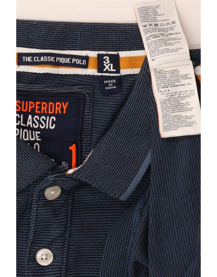 SUPERDRY Muška klasična polo majica s grafičkim motivima 3XL tamnoplava prugasta