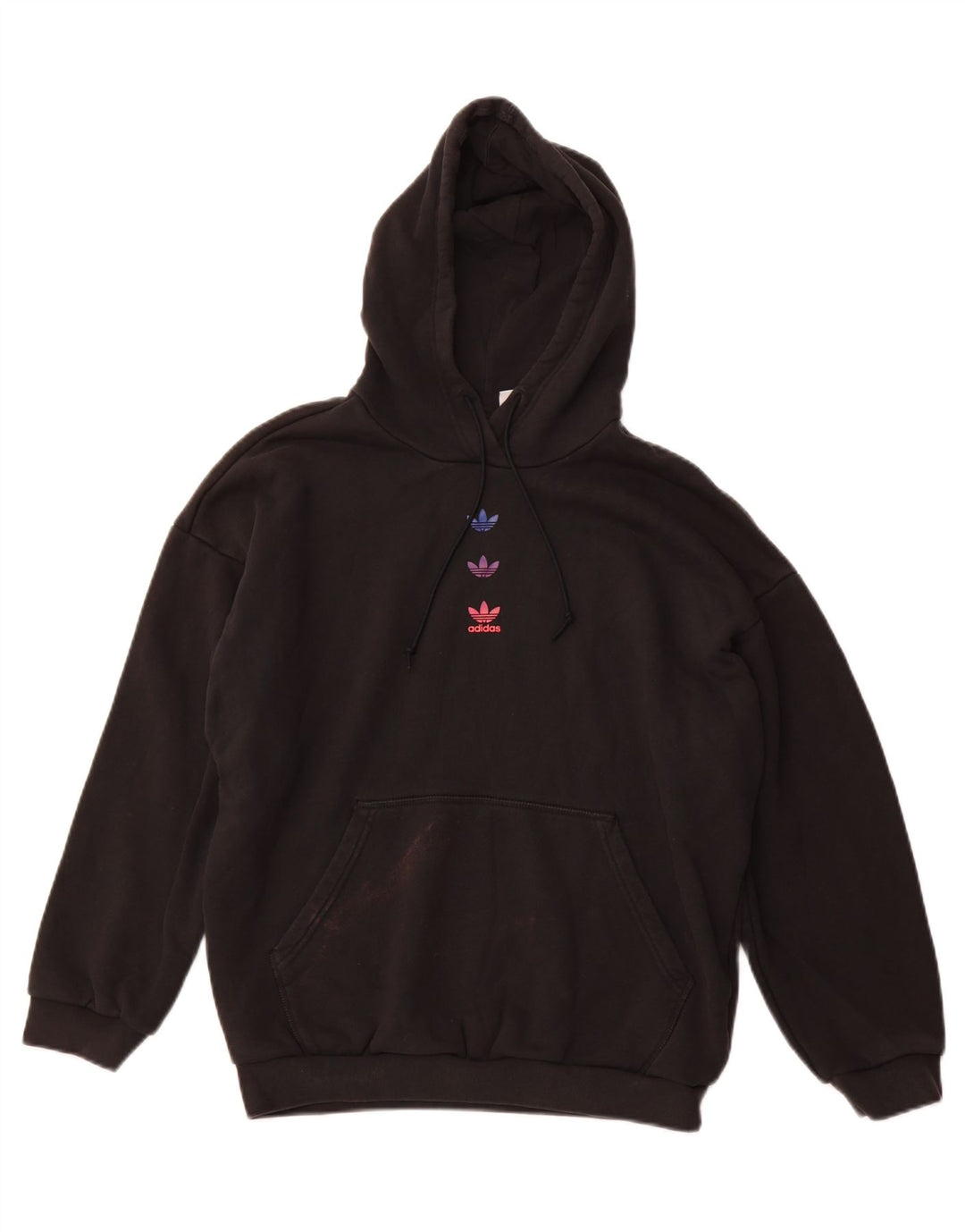 ADIDAS Ženska majica s kapuljačom slobodnog kroja UK 14 Veliki crni pamuk