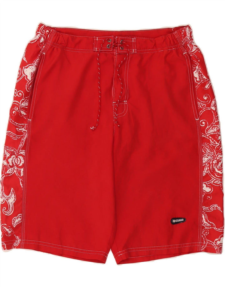 COLMAR Mens Swimming Shorts IT 50 Large W30  Red Floral Polyester Vintage Colmar and Second-Hand Colmar from Messina Hembry 