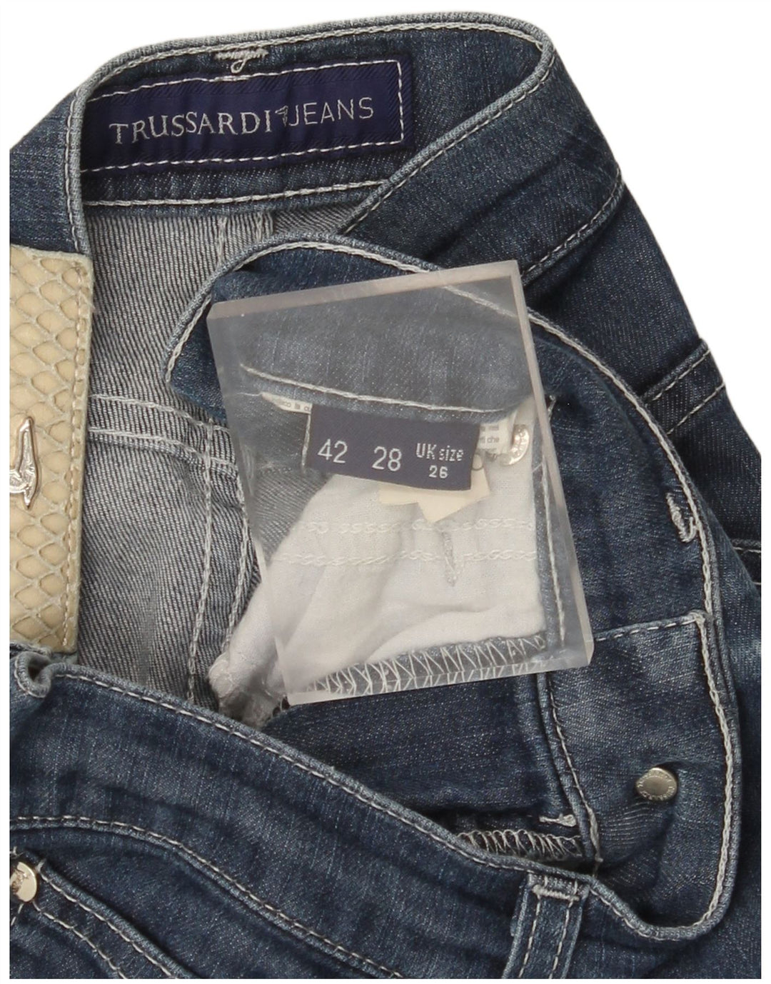TRUSSARDI ženske ravne traperice W26 L30 plavi pamuk
