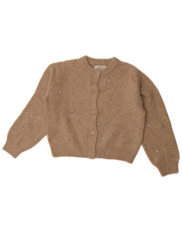 Pulover Zara Girls Crop Cardigan 9-10 Years Bež Poliester
