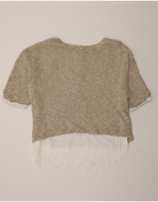 Zara ženska prevelika heklana bluza top UK 14 srednje bež boje