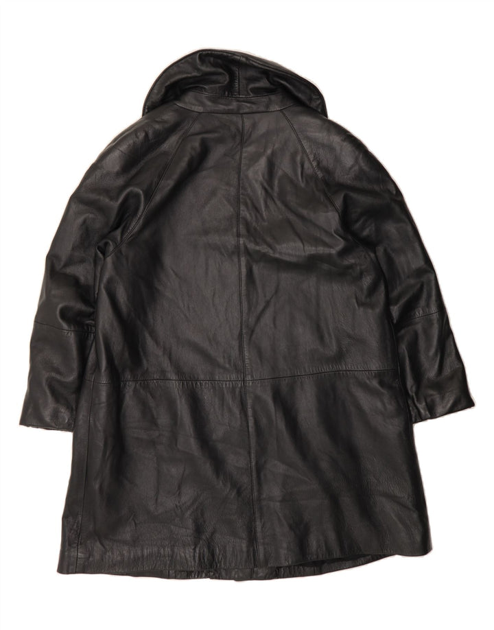 VINTAGE Womens Leather Coat IT 44 Medium Black Leather Vintage Vintage and Second-Hand Vintage from Messina Hembry 