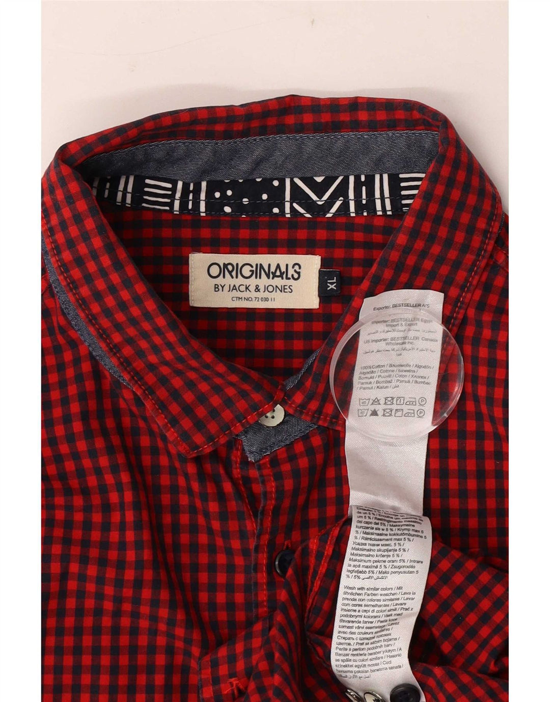 Jack & Jones muška košulja XL crveni gingham pamuk