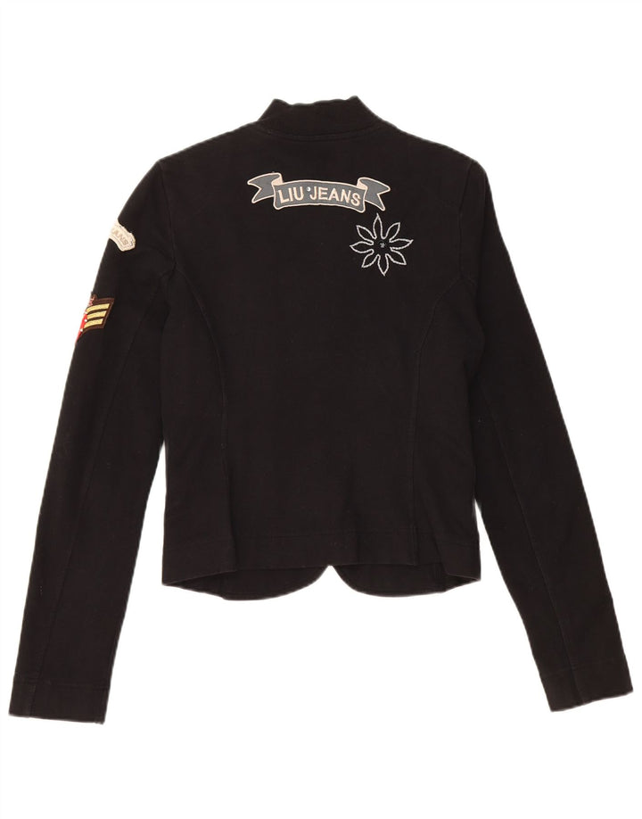 LIU JO Ženska skraćena jakna sa 4 gumba sako UK 6 XS crni pamuk