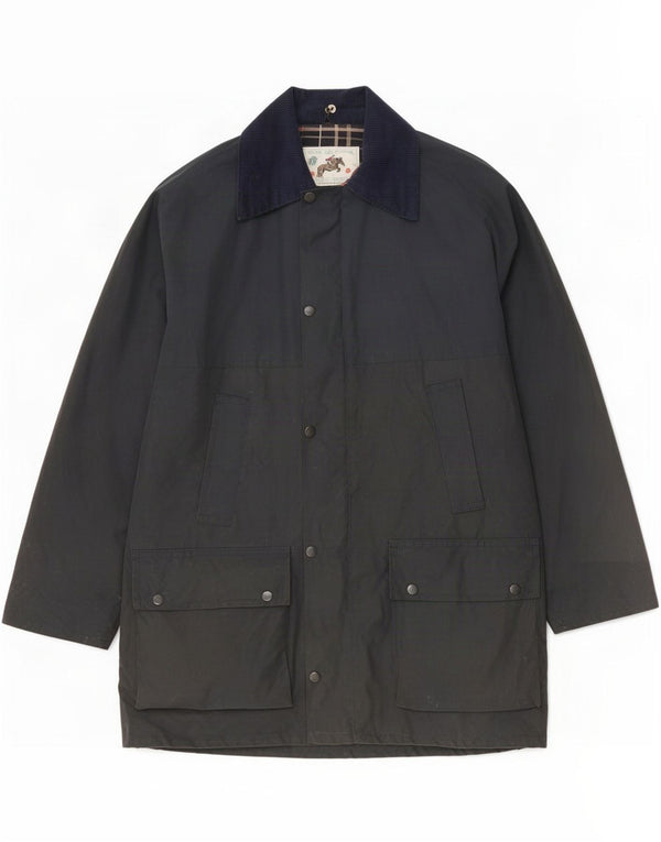 Country Leisure Wear Mens Waxed Cotton Jacket UK 40 Large Navy Blue