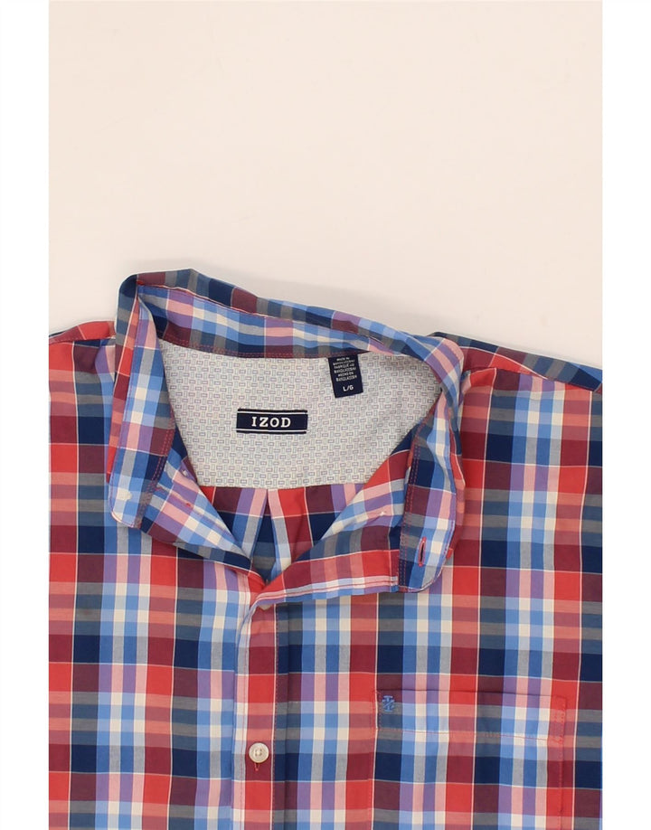 IZOD Mens Short Sleeve Shirt Large Blue Check Cotton Vintage Izod and Second-Hand Izod from Messina Hembry 