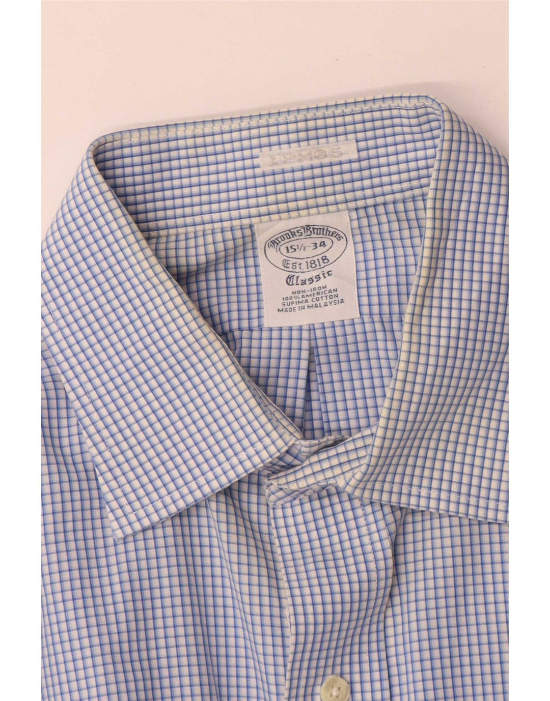 Brooks Brothers muška klasična košulja veličine 15 1/2, plava gingham srednje veličine
