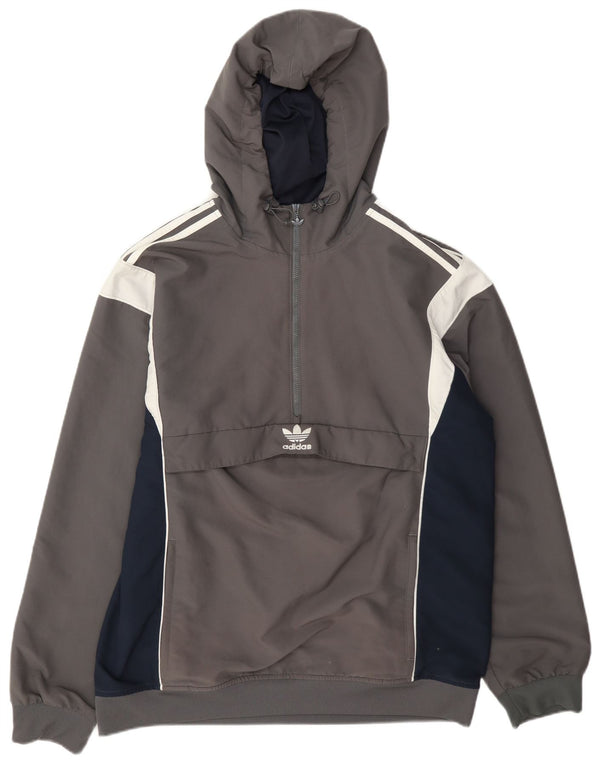 Adidasova muška anorak trenirka s kapuljačom, velika jakna u sivoj boji