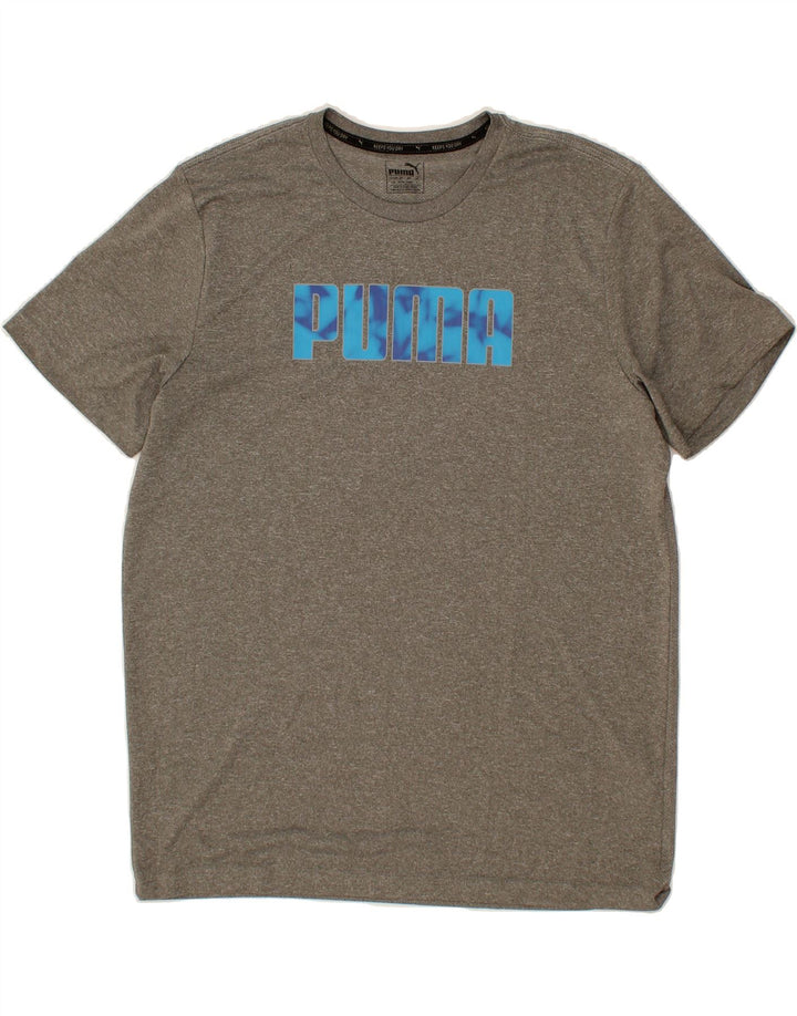 PUMA Mens Graphic T-Shirt Top Large Grey Flecked Polyester Vintage Puma and Second-Hand Puma from Messina Hembry 