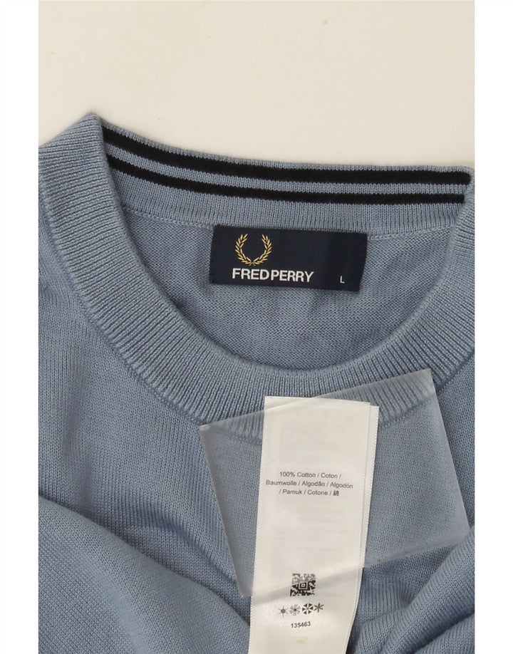 FRED PERRY Muški pulover s okruglim izrezom Veliki plavi pamuk