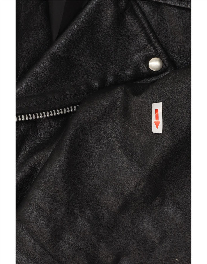 Vintage ženska kožna biciklistička jakna UK 14 Srednja crna koža