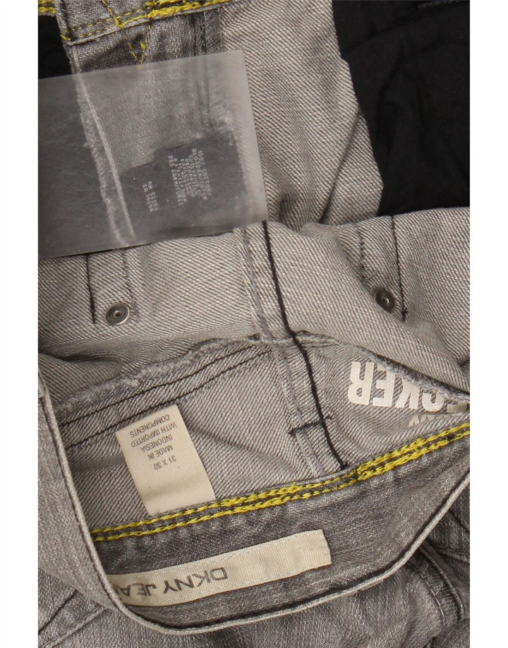 Dkny muške isprekidane ravne traperice W31 L30 sivi pamuk