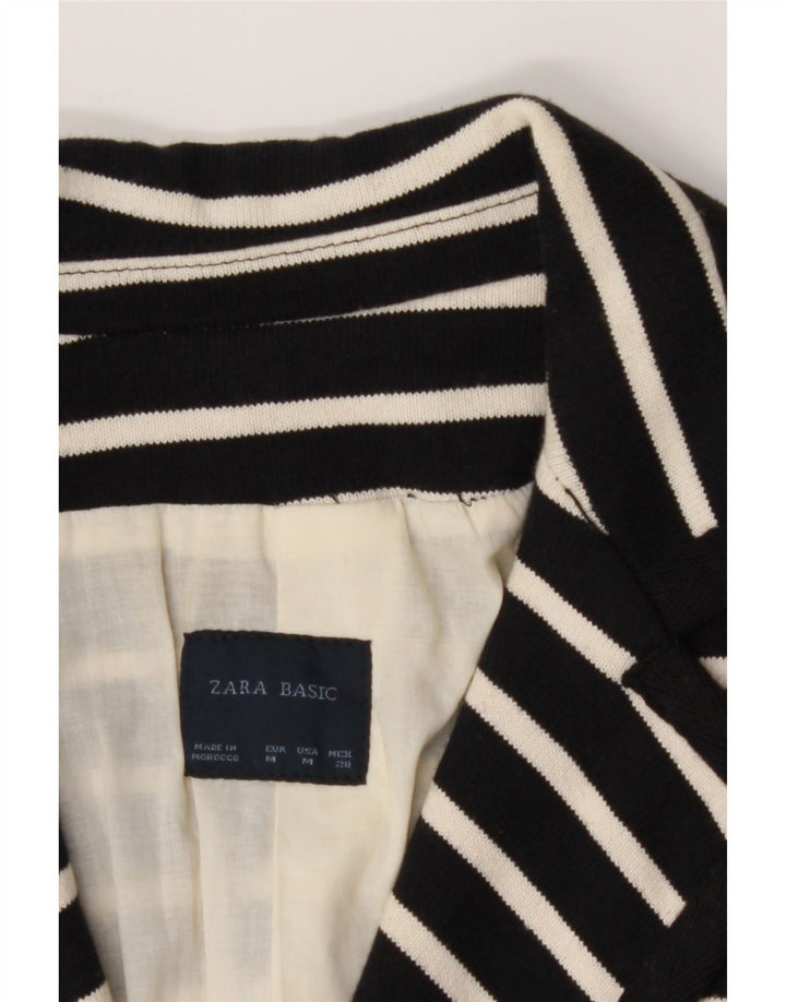 ZARA Womens 1 Button Blazer Jacket UK 12 Medium Black Striped Vintage Zara and Second-Hand Zara from Messina Hembry 