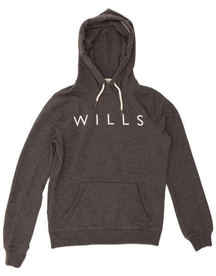 JACK WILLS Ženska majica s kapuljačom s kapuljačom s grafičkim motivima UK 8 Mala siva pamuk