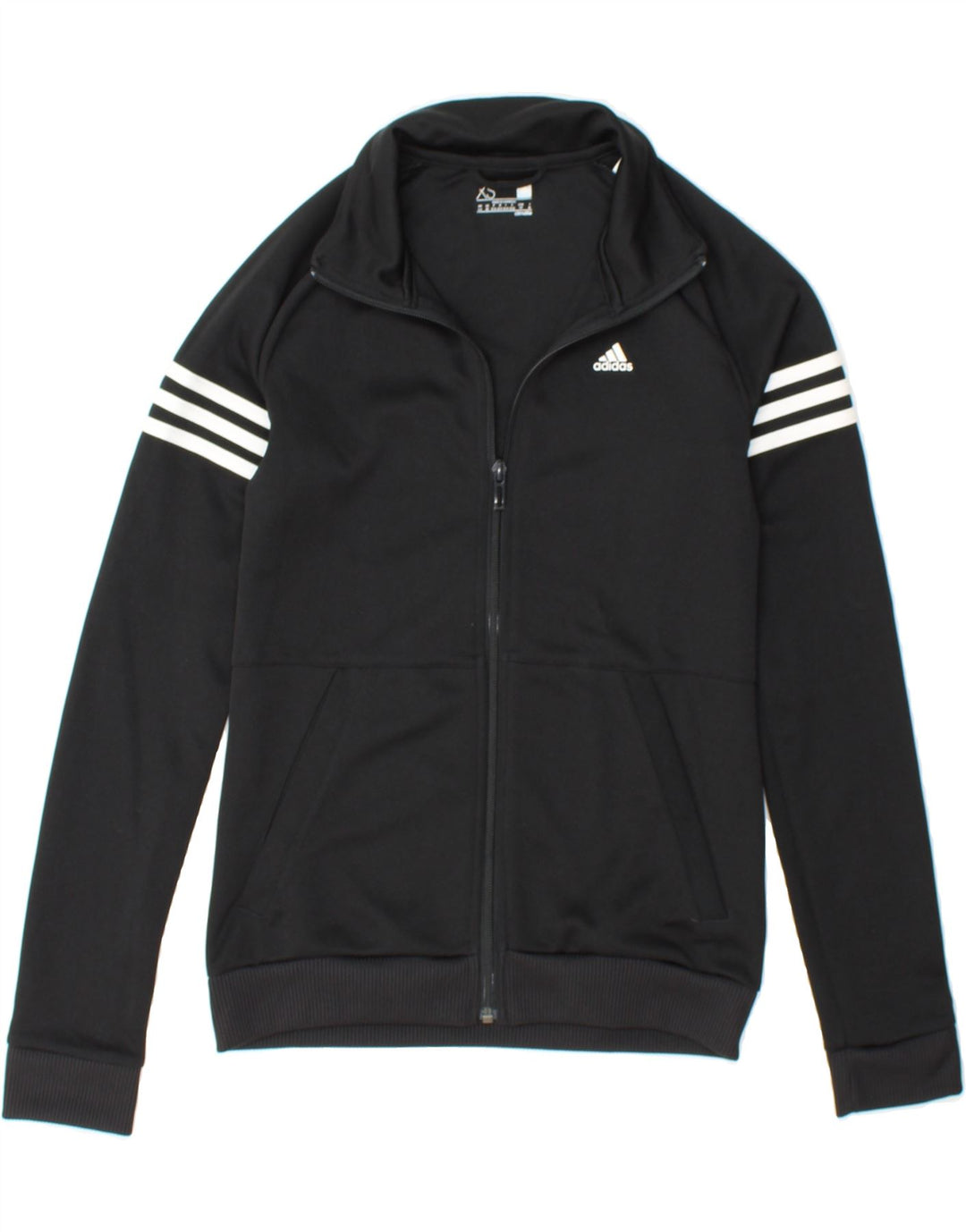 ADIDAS Womens Climalite Tracksuit Top Jacket UK 4/6 XS Black Polyester Vintage Adidas and Second-Hand Adidas from Messina Hembry 