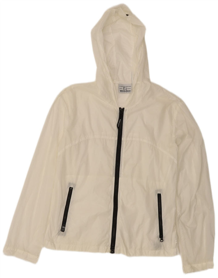 Woolrich ženska kišna jakna s kapuljačom UK 14 Srednje bijeli najlon