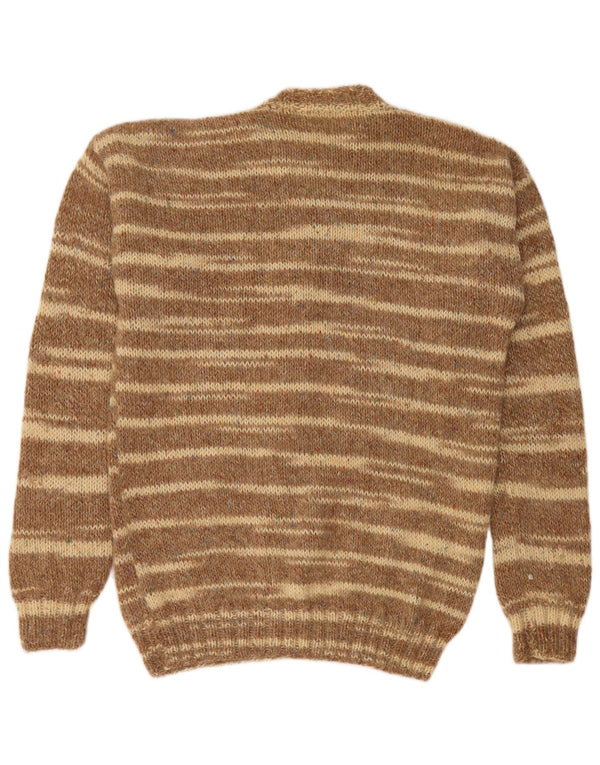 VINTAGE muški džemper s okruglim izrezom srednje smeđe pruge