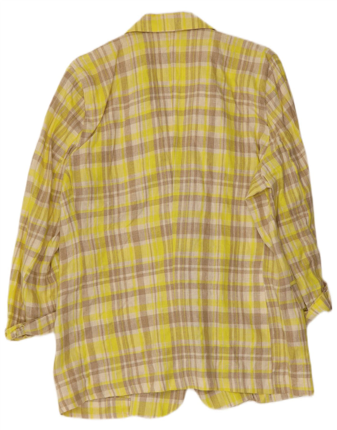 VINTAGE ženski sako s 2 gumba IT 46 Large Yellow Check Lan
