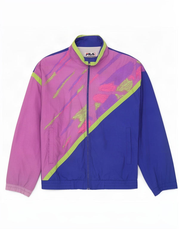 Fila Mens Tracksuit Top Jacket IT 48 Medium Multicoloured Colourblock Nylon