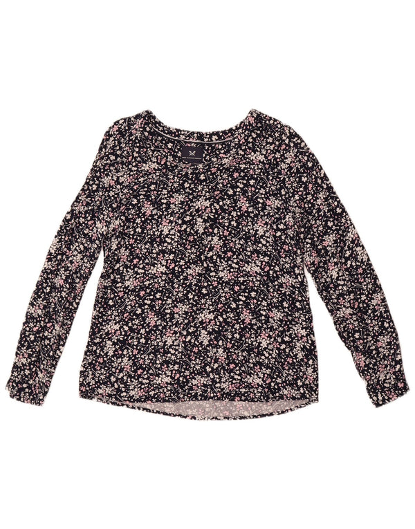 Crew Clothing Ženski gornji dio bluze dugih rukava UK 12 srednje tamnoplave cvjetne boje