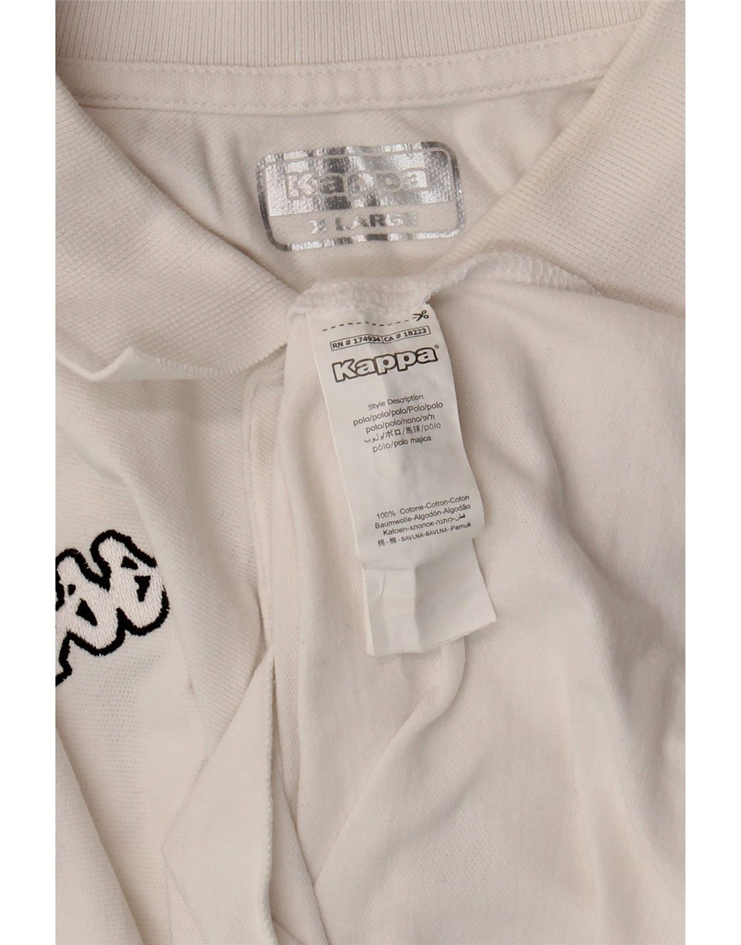 KAPPA Mens Polo Shirt XL White Cotton Vintage Kappa and Second-Hand Kappa from Messina Hembry 