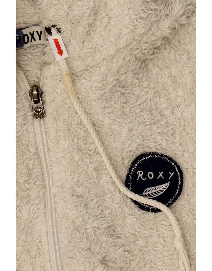 ROXY Womens Zip Hoodie Sweater UK 14 Medium White Polyester