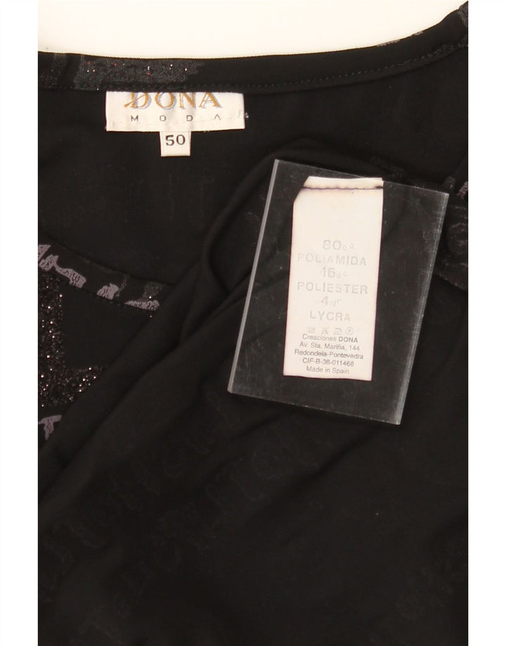 VINTAGE Womens Graphic Top Long Sleeve IT 50 XL Black Polyamide Vintage Vintage and Second-Hand Vintage from Messina Hembry 