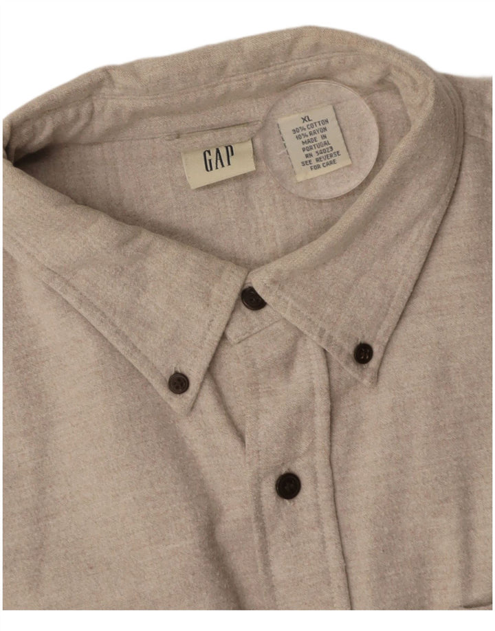 GAP Mens Flannel Shirt XL Beige Cotton