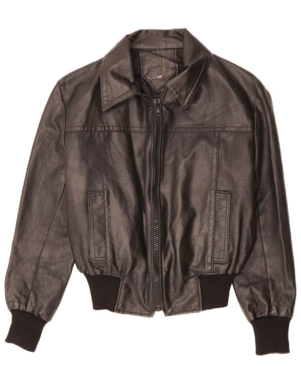 VINTAGE ženska kožna jakna UK 12 srednje crna