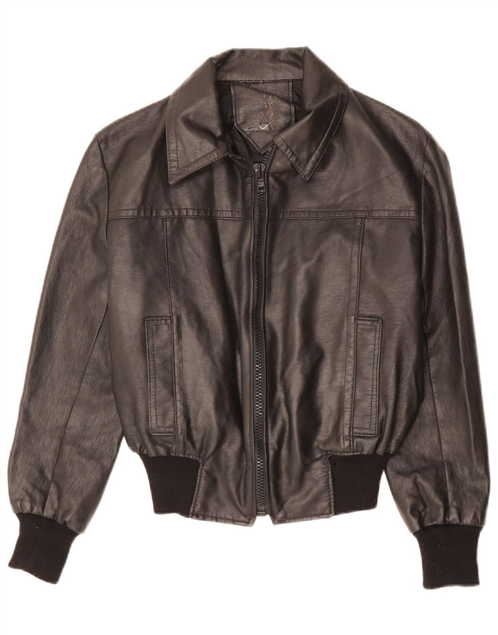 VINTAGE ženska kožna jakna UK 12 srednje crna