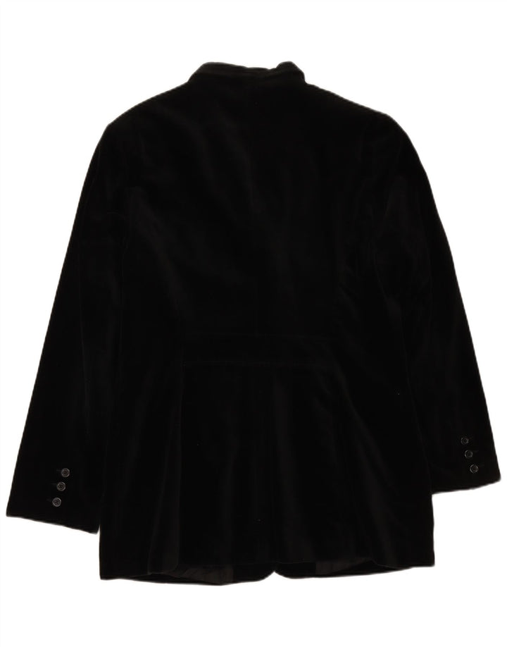 L.O.G.G Womens 3 Button Velvet Blazer Jacket IT 44 Medium Black Cotton