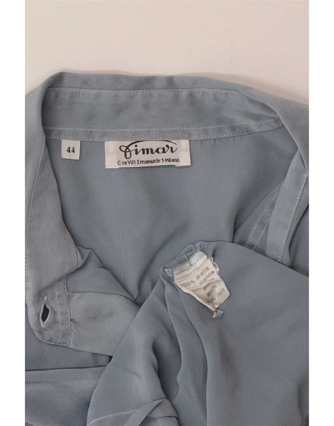 Vintage ženska kratko košulja bluza IT 44 Srednje plava svila