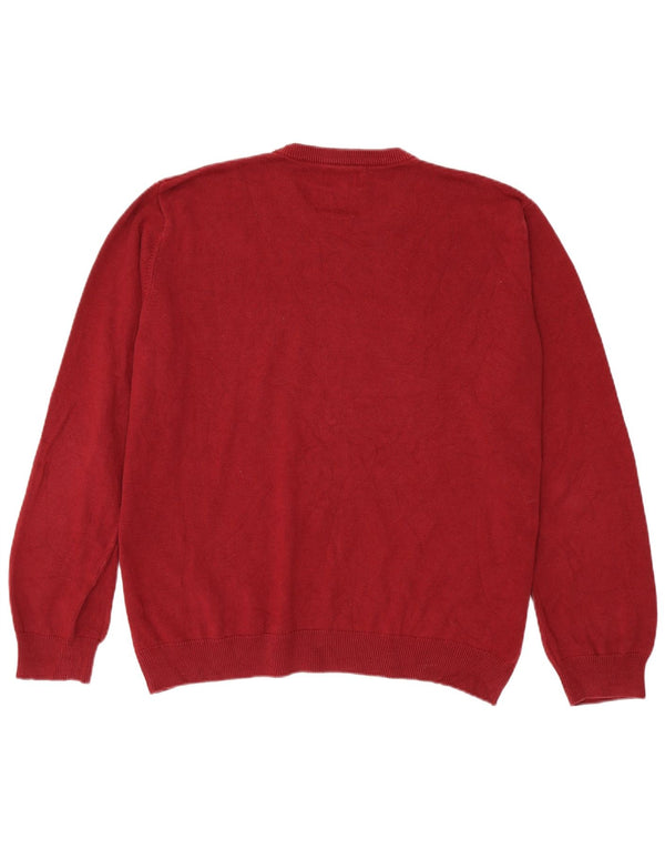 Marks & Spencer Mens Crew Neck Jumper Sweater XL Burgundy Cotton