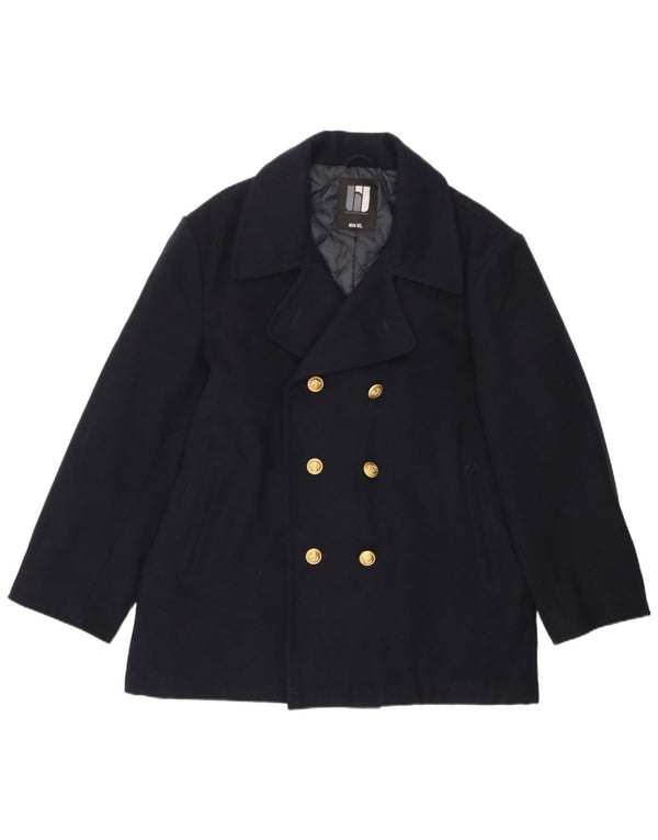 Vintage muški graškasti kaput UK 42 XL tamnoplava vuna