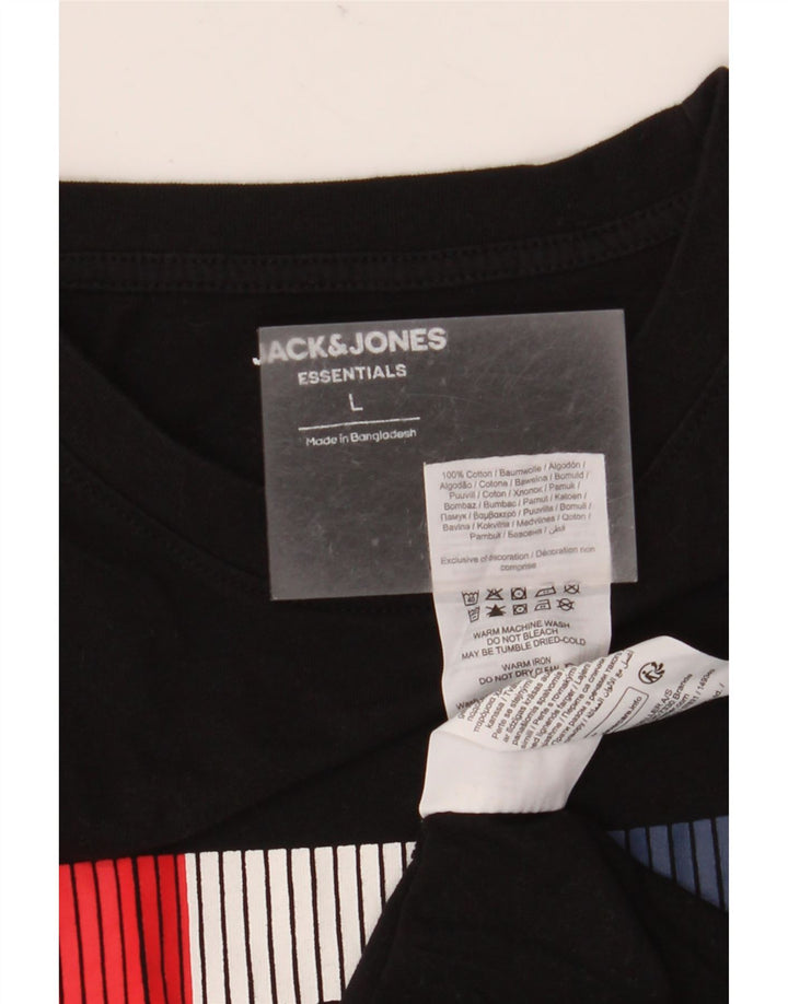 Velika crna pamučna muška majica s grafičkim motivima Jack & Jones