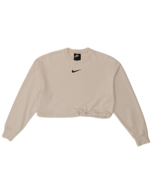 Nike Ženska prekomjerna kratka majica s kratkim rukavima UK 6 XS Bijeli pamuk