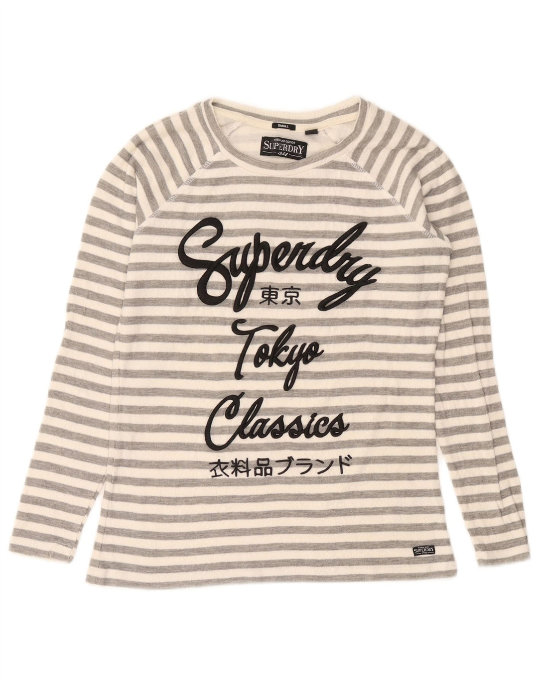 Superdry ženska majica dugih rukava s grafikom UK 10, pamuk s malim sivim prugama