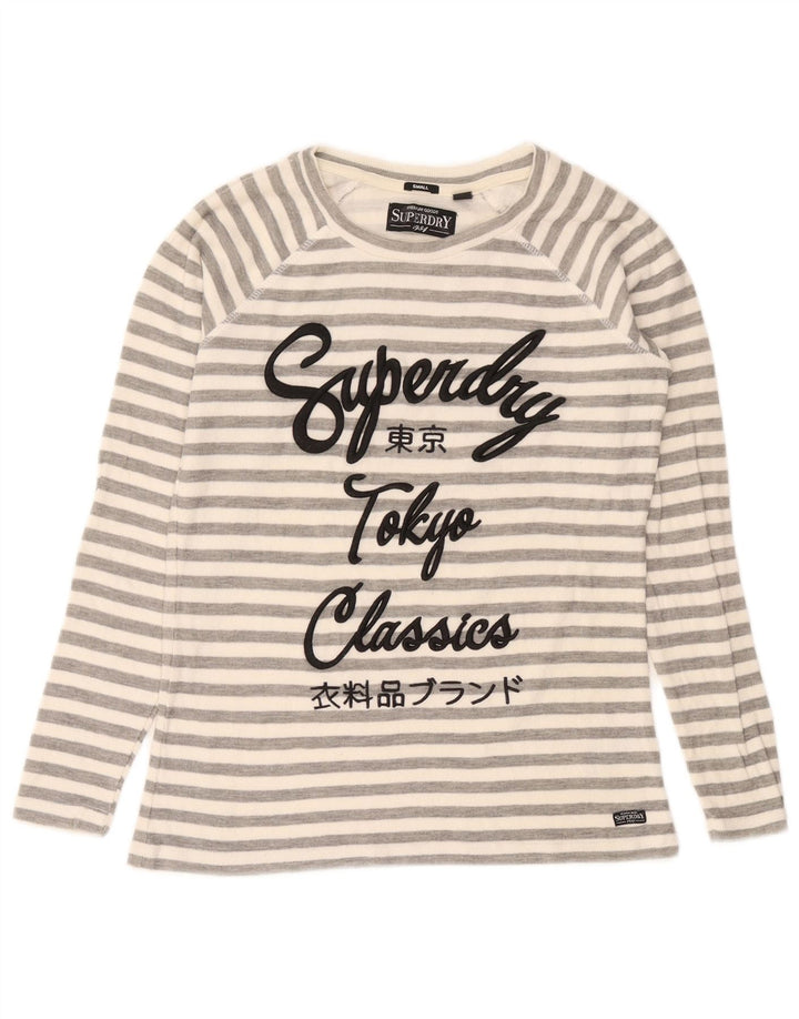 Superdry ženska majica dugih rukava s grafikom UK 10, pamuk s malim sivim prugama