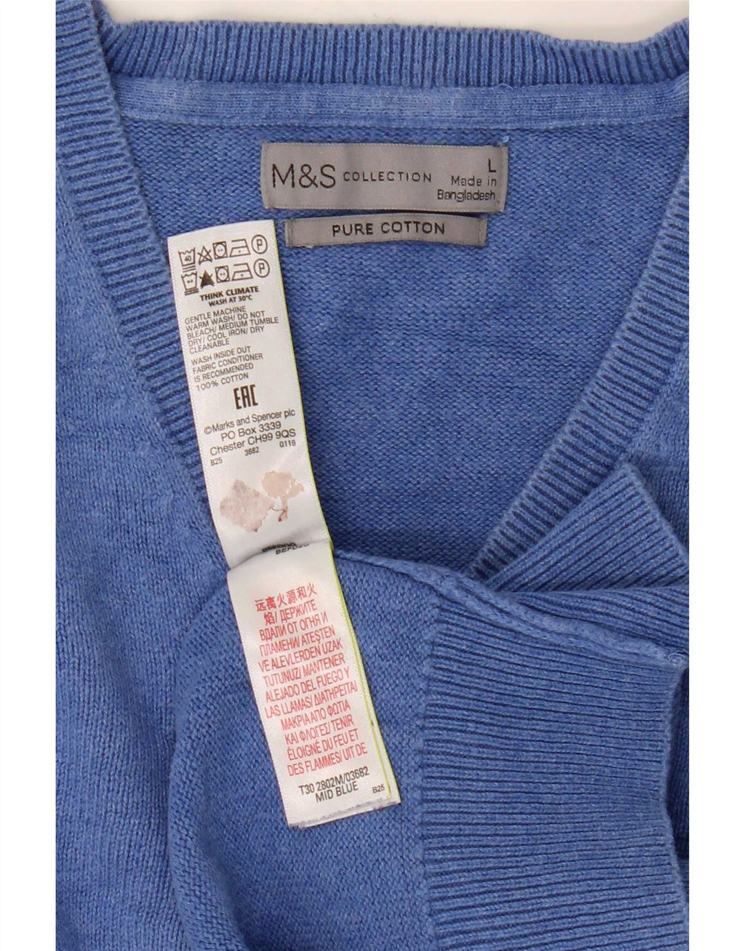 Marks & Spencer muški pulover s V-izrezom, veliki plavi pamuk