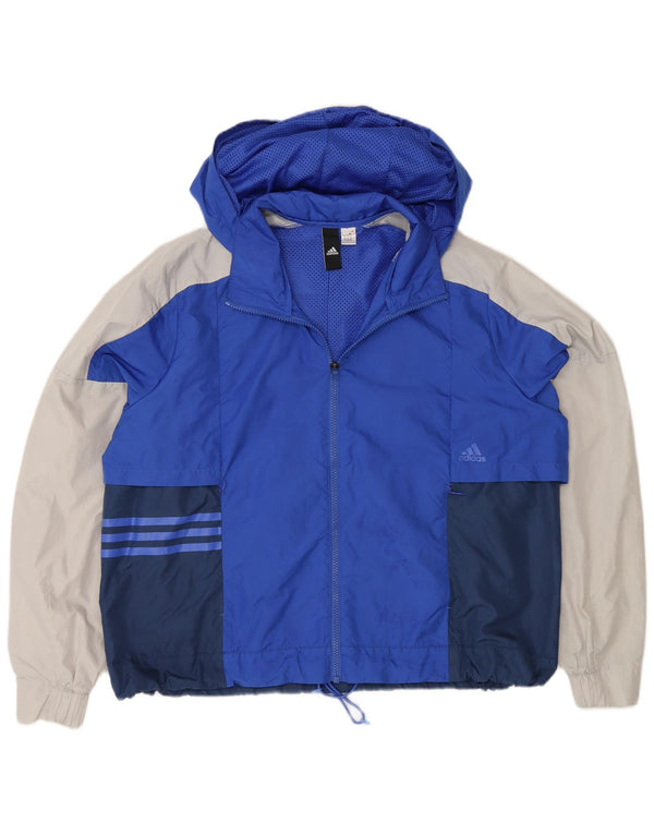 Adidas velika ženska kišna jakna s kapuljačom UK 18 XL plave boje