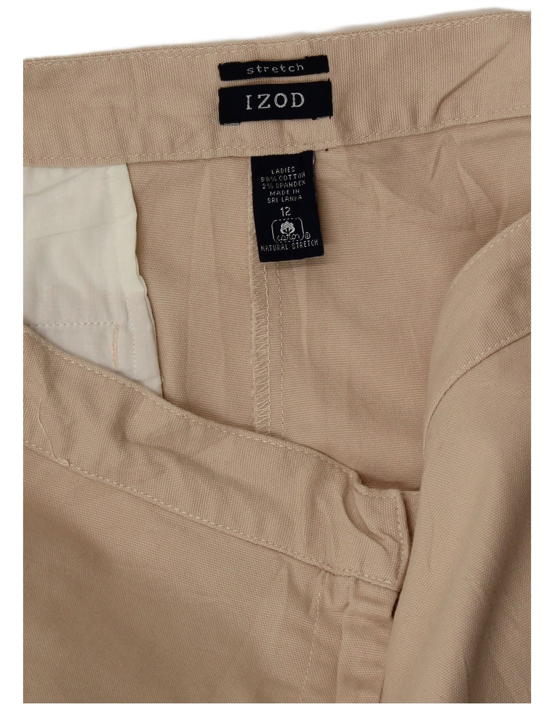 IZOD Ženske chino kratke hlače US 12 Large W34 Bež pamuk