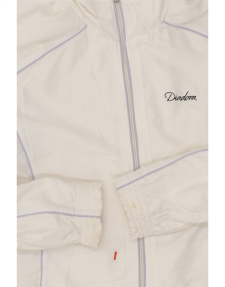 DIADORA Womens Tracksuit Top Jacket UK 16 Large White Polyester Vintage Diadora and Second-Hand Diadora from Messina Hembry 