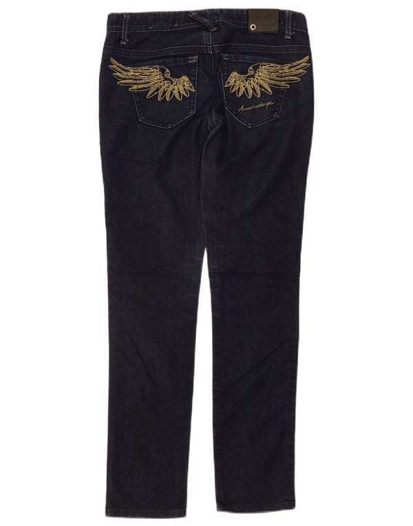 ARMANI EXCHANGE Ženske grafičke uske traperice US 0 XS W28 L28 Plavi pamuk