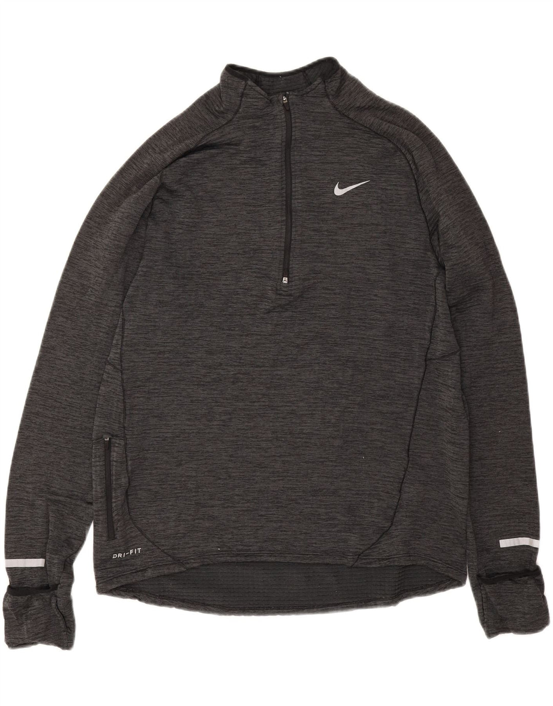 Nike Dri Fit majica s izrezom i dugim rukavima s patentnim zatvaračem, velike sive mrlje