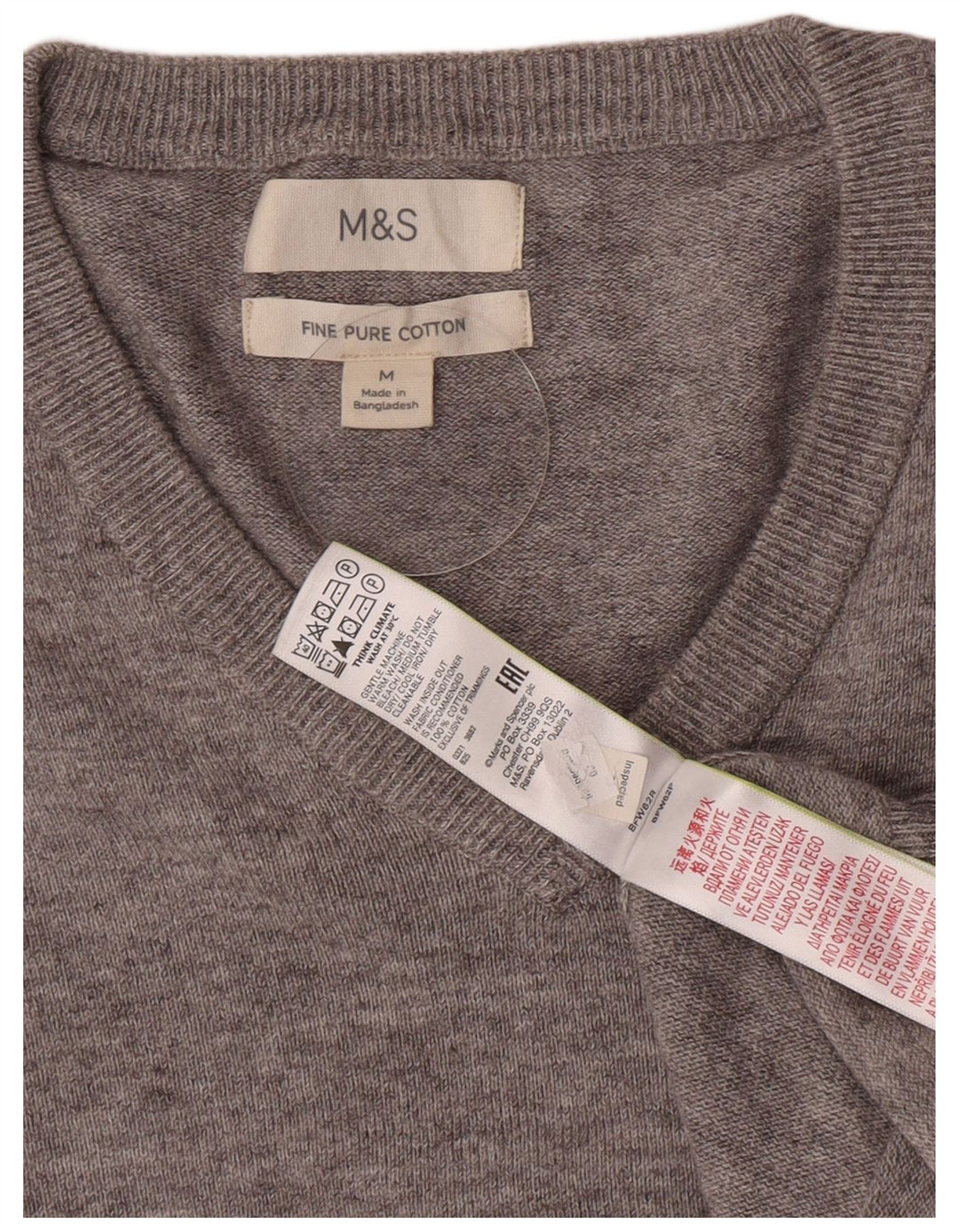 Marks & Spencer muški džemper s V-izrezom, srednje sivi flekasti pamuk