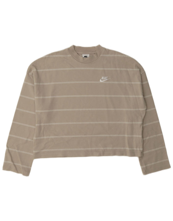 Nike ženska majica dugih rukava s dugim rukavima UK 10, male sive pruge, pamuk