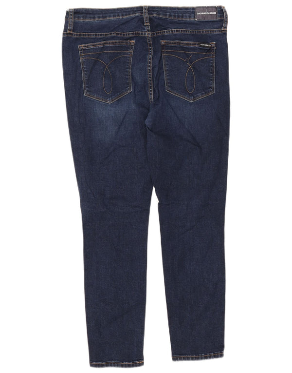 CALVIN KLEIN Ženske uske traperice US 14 Large W32 L28 tamnoplavi pamuk